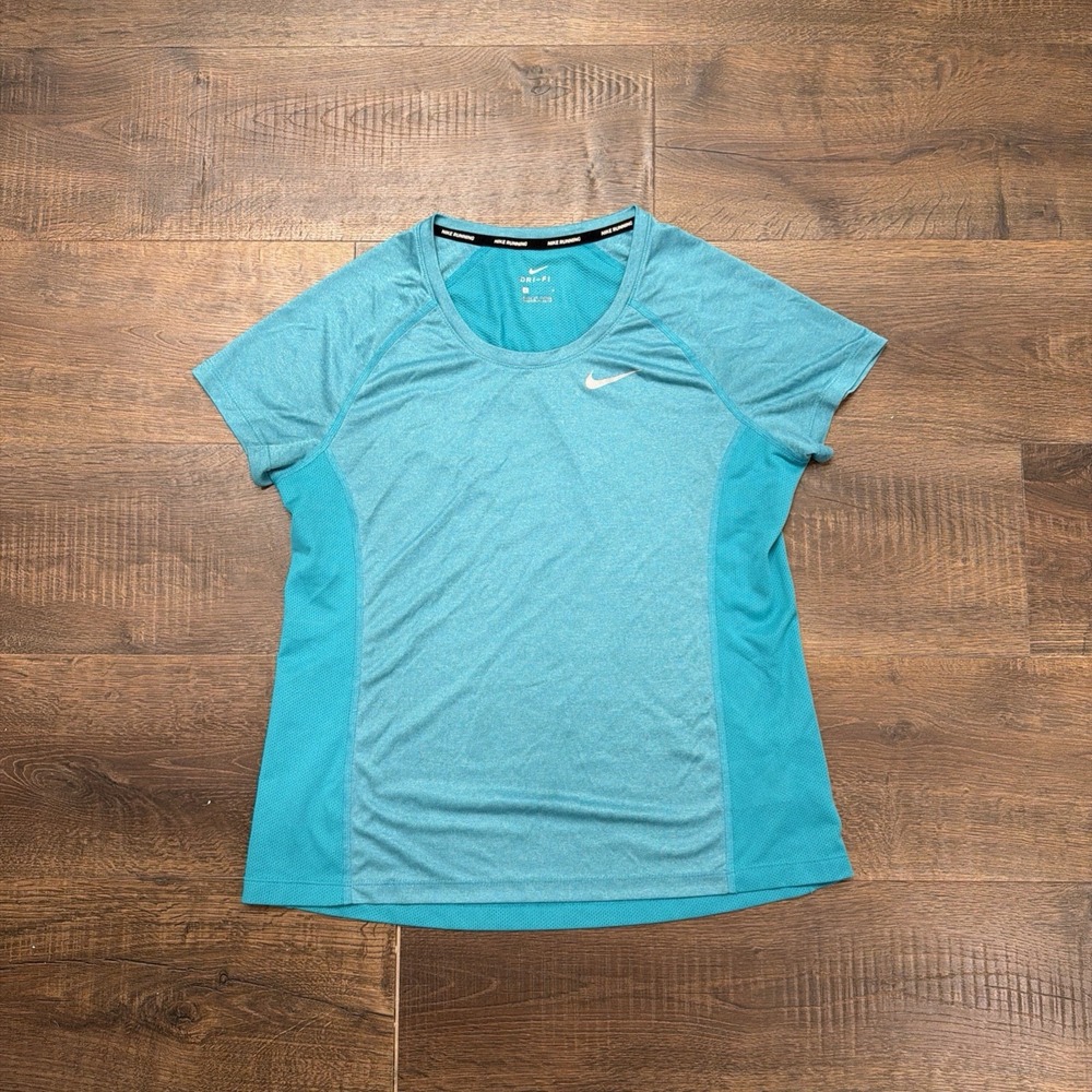 Nike Dri-FIT Running Women's Large Blue Short Sleeve Athletic Performance Shirt